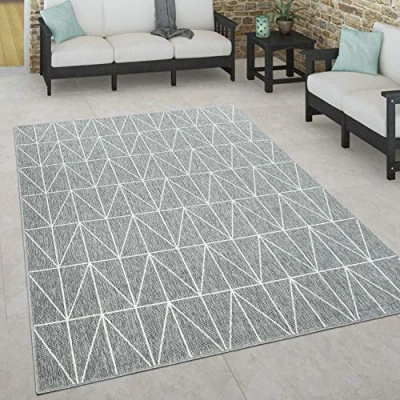Imagen de Paco Home Alfombra Interior Exterior Terraza Balcón Intemperie Estilo Escandinavo, tamaño:120x170 cm, Color:Gris 2