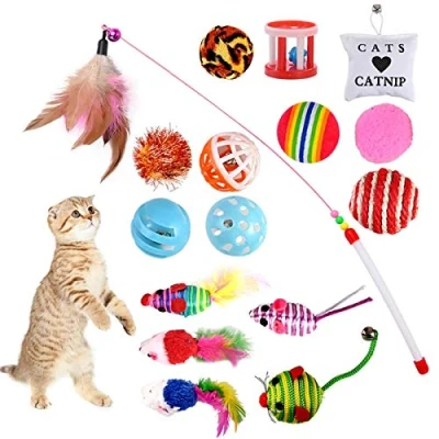 Imagen de Juguetes para Gatos, Juguete Interactivo con Plumas Ratóns y Bolas Varias Gatos