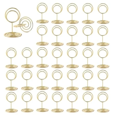 Imagen de MisFun 30 Piezas Soporte Tarjetas Mesa Boda, Memo Clip, Marcasitios Fotos, Titular del Número de Mesa, para Boda Fotos Oficina Banquetes Fiesta(Redondo)