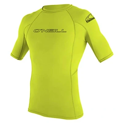 Imagen de O &#039;Neill Wetsuits Basic Skins S/S Crew Camiseta de poliester para hombre con proteccin UV Verde lima Talla:large