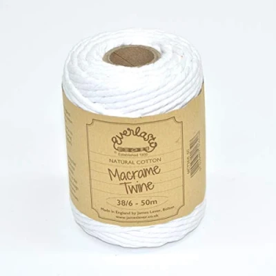 Imagen de Everlasto Hilo de macramé, Algodón, Blanco Nieve, 4 mm, 50