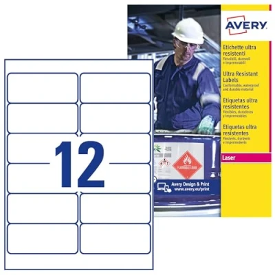 Imagen de Paquete 10 hojas etiquetas muy resistentes de polietileno flexible 99,1 x 42,3 mm avery l7913