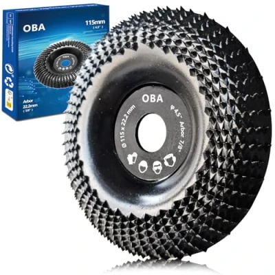 Imagen de Muela Amoladora 115mm, OBA Discos Madera para Amoladoras Angulares de Carburo Tungsteno,molienda tallado