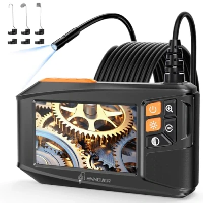 Imagen de Camara Endoscopica con Pantalla y Luz, Ennovor 1920P HD Inspeccion Tuberias, 4.3&quot; IPS 8 Leds Ajustables, No App WiFi Cámara Endoscópica Cable Semi Rígido (16,5 FT/5M)