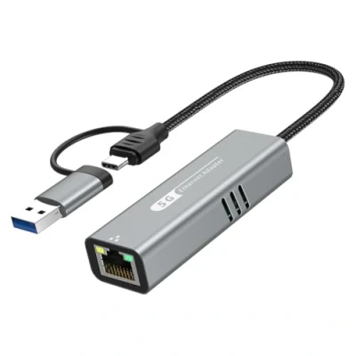 Imagen de Ocnvlia Adaptador Ethernet USB 3.2 A 5 Gbps RTL8157 Convertidor de Red RJ45 5000 Mbps para Computadora Portátil Compatible con 5G, 2.5G, 1G, 100