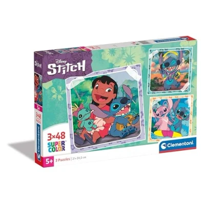 Imagen de Clementoni Disney Lilo &amp; Stitch 3 Supercolor Puzzles Infantiles De 48 Piezas, para Niños 5 7 Años, Desarrolla La Concentraciòn Mentàl Y Logica, 25321, Multicolor