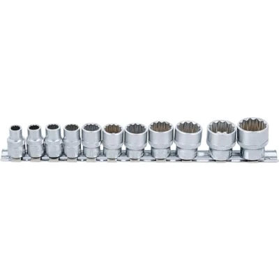 Imagen de BGS 9112 Juego de llaves vaso, 12 caras entrada 10 mm (3/8&quot;) medidas en pulgadas 11 piezas