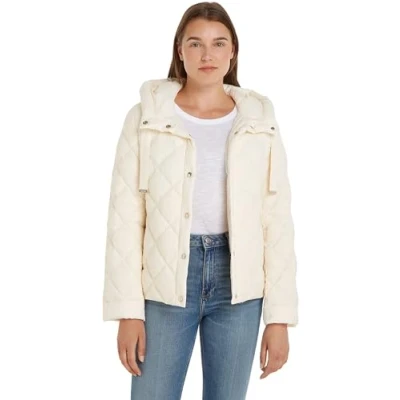 Imagen de Tommy Hilfiger Cazadora de Plumas para Mujer Classics Chaqueta Invierno, Blanco (Calico), XL