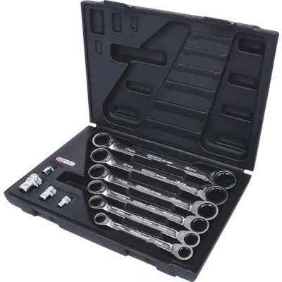 Imagen de KS TOOLS 503.4560 Juego de llaves doble estrella trinquete 72 19, 8 Acero cromo vanadio con adaptador