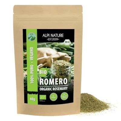 Imagen de romero seco ecológico (40g), de cultivo controlado, sin gluten, lactosa, testado en laboratorio, vegano, 100% natural aditivos, para mezclas especias y té
