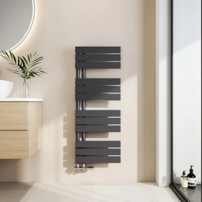 Imagen de EMKE toallero Baño radiador Plano, de Paneles, 1041 x 400 mm, Antracita Color, secador Toallas con conexión Lateral, 456W, Agua Caliente
