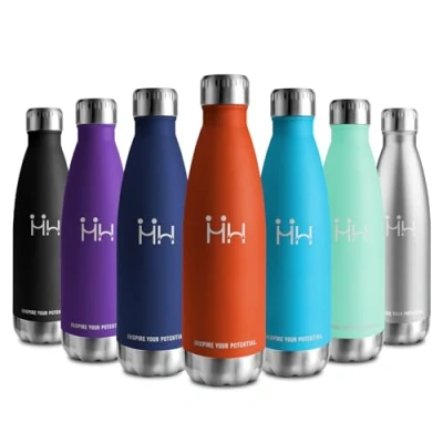Imagen de Botella Termica 500ml, A Prueba de Fugas, Agua Reutilizable con Doble Aislamiento, Cantimplora Acero Inoxidable sin BPA, Termo para Niños, Escuela, Oficina, Gimnasio y Deporte​