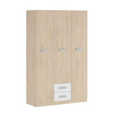 Imagen de Mattfy Armario de Tres Puertas con Altillo y Dos Cajones Modelo Noah para Dormitorios Matrimonio e Infantiles, Madera, Puccini Andersen, 130 cm (Ancho) x 207,6 (Alto) 50 (Fondo)