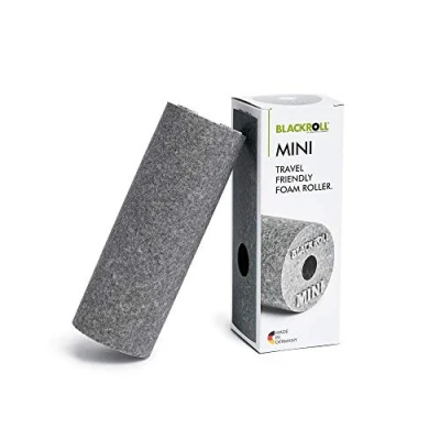 Imagen de BLACKROLL® Mini rollo de fascia (15 x 5 cm), pequeño rodillo fitness para automasaje, práctico masaje viajes, oficina o gimnasio, dureza media, fabricado en Alemania, gris