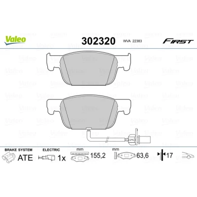 Imagen de VALEO 302320 Juego de pastillas freno Eje delantero con contacto avisador desgaste Chapa antichirridos AUDI: A4 B9 Berlina, Avant