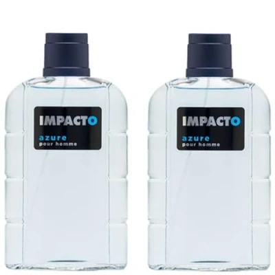Imagen de IMPACTO Azure, Agua de Colonia Hombre, Pack 2 x 200 ml, Perfume Formato Spray, Eau Toilette Natural y Masculina, Aroma Amaderado, Fragancia Fresca, Atrayente Larga Duración