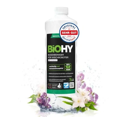 Imagen de BiOHY Limpia suelos para robots de limpieza con aroma fresco a primavera (1 botella 1 litro) Concentrado todos los sin espuma y rayas