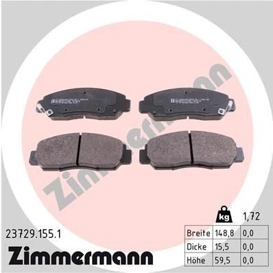 Imagen de ZIMMERMANN 23729.155.1 Juego de pastillas freno con avisador acústico desgaste Foto correspondiente a la entrega HONDA: CIVIC 7 Hatchback, FR V