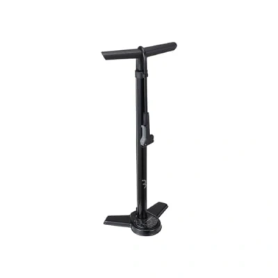 Imagen de BBB Cycling AirSteel Bomba de Aire para Bicicleta pie con manómetro Mano DualHead 3.0 Presta Dunlop y Schrader BFP 27 Negro