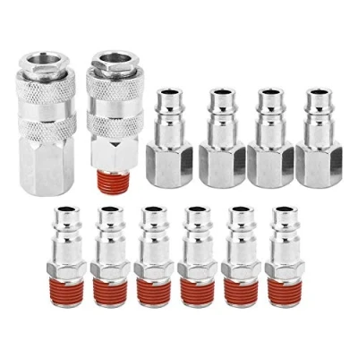 Imagen de 12 Piezas 1/4 Pulgadas BSP Conector Neumático Macho Hembra de Manguera Aire Montaje Acoplamiento Liberación Rápida