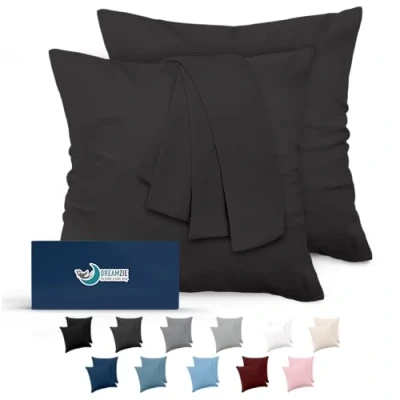 Imagen de Dreamzie Fundas de Almohada (Juego 2) para Las Almohadas 65 x cm, Gris Oscuro, Microfibra (100% Poliéster) Cojines Calidad con una Suavidad Incomparable