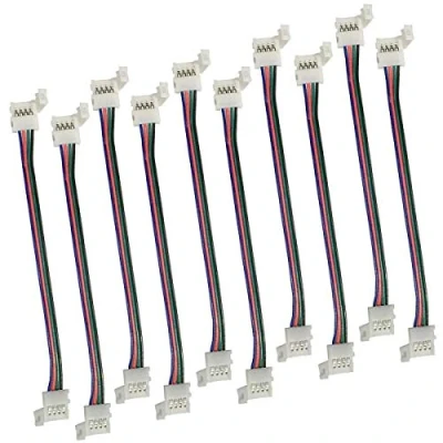 Imagen de LitaElek 10pcs Conector Tira LED RGB 5050 Cable Extensión Cinta 4 Pines Esquina Banda para SMD Strip de 10mm Ancho
