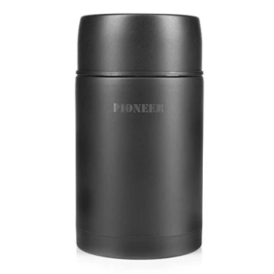 Imagen de Pioneer Flasks HTH1000BK Termo para Alimentos, Aislado, Acero Inoxidable, Negro, 8 cm