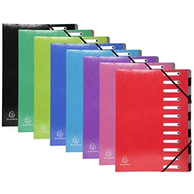 Imagen de Exacompta Ref 53929E Colección Iderama Archivador multiparte Harmonika Tamaño 245 x 320 mm, apto para documentos A4, 12 secciones con pestañas multicolores, 8 colores surtidos