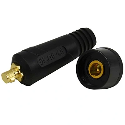 Imagen de RIVERWELD TIG Cable de soldadura Panel Conector Juego enchufes DKJ10 25 y DKZ10 Montaje rápido Estilo Dinse 2 piezas