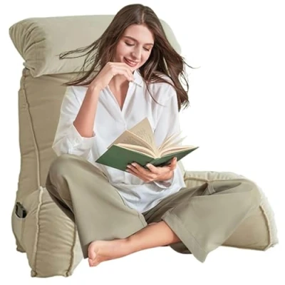 Imagen de AMZZHAO Cojin Lumbar de Lectura Premium,Respaldo para Cama,Sofá,Suelo y Almohada Extra Viscoelástica,para Sentarse en la Cama Leer Juegos o Ver Biblioteca TV