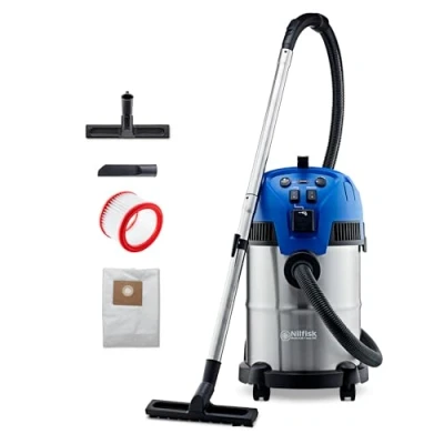 Imagen de Nilfisk Multi II 30L T Aspirador de Agua y Polvo Potente Aspiradora Sólidos Liquidos para Exterior e Interior (1400 W)