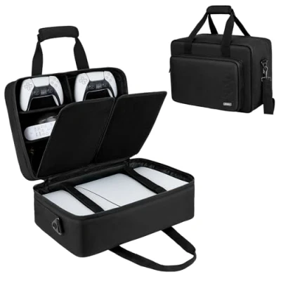 Imagen de PS5/PS4 Case,Console Carrying Travel Case Compatible with Playstation 5/PS5 Digital Edition,Protective Storage Bag for PS5 Controllers,Headset,Game Discs,Charger&amp;Accessories Black