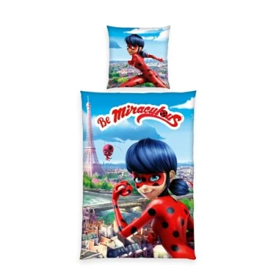 Imagen de Herding Juego de Cama Miraculous con Funda Almohada Aprox. 80 x cm, nórdica 135 200 cm Aprox., práctico Cierre Botones, 100% algodón