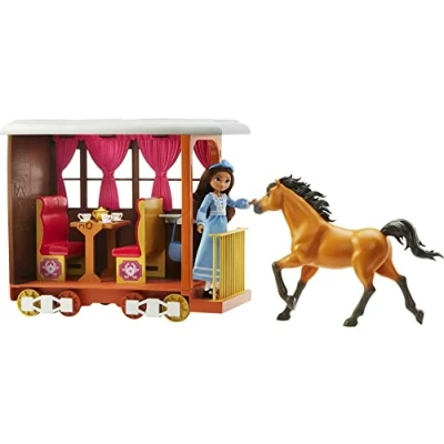 Imagen de Dreamworks Spirit Untamed Lucky’S Home Playset with Lucky Doll, Train &amp; Play Pieces Caballo Lucky&#039;s, Multicolor (Mattel HBT15)