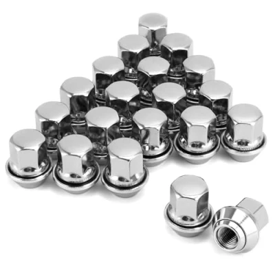 Imagen de QWORK® 20 Piezas Tuercas de Rueda, Rueda Cromadas M12 x 1.5 34, 28 mm, Compatible con la Mayoría los Modelos Ford y Volvo