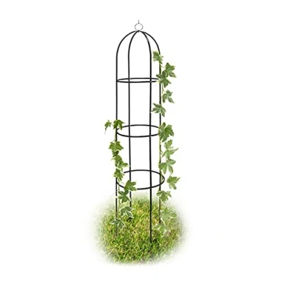 Imagen de Relaxdays Soporte Plantas Revestimiento Metal 190 cm, Guía Rosas Resistente Intemperie, para Rosales y Flores, Verde