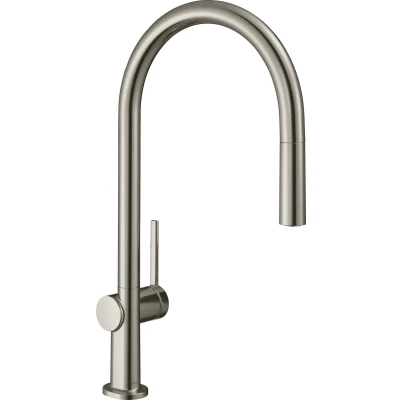 Imagen de hansgrohe Talis M54 grifo de cocina con ducha extraíble, 1 tipo chorro, mezclador monomando 210 mm, fregadero caño giratorio, aspecto acero inoxidable, 72802800