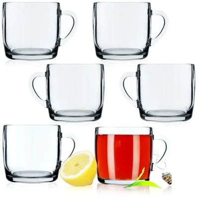Imagen de KADAX juego de 6 vasos té, con asa, cristal para personas, aptos lavavajillas, café, agua, zumo,