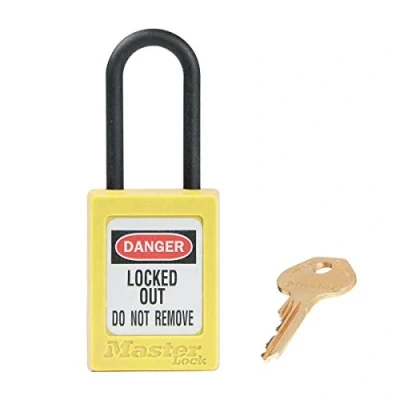 Imagen de Candado de consignación dieléctrico 35 mm ancho termoplástico Zenex™ con arco nailon 38 alto, sin retención llave Amarillo