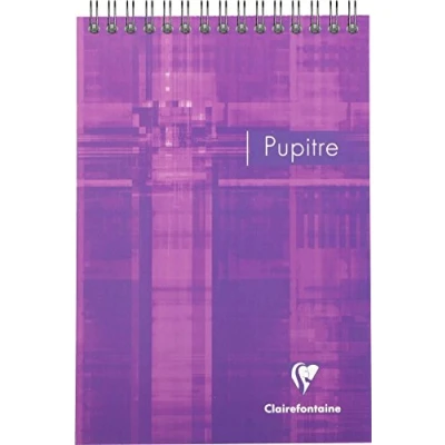 Imagen de Clairefontaine 8666C Un bloc Pupitre à spirale en tête 160 pages détachables 14,5x21 cm 90g lignées, couverture carte pelliculée couleur aléatoire