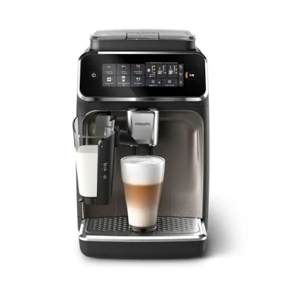 Imagen de Philips Serie 3300 Cafetera Superautomática Sistema de leche LatteGo, 6 tipos cafe, pantalla táctil, SilentBrew, Molinillo Cerámico, filtro AquaClean. Cromo negro (EP3347/90)