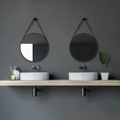 Imagen de Talos Espejo Redondo de diseño Black Style Diámetro 50 cm Marco Aluminio
