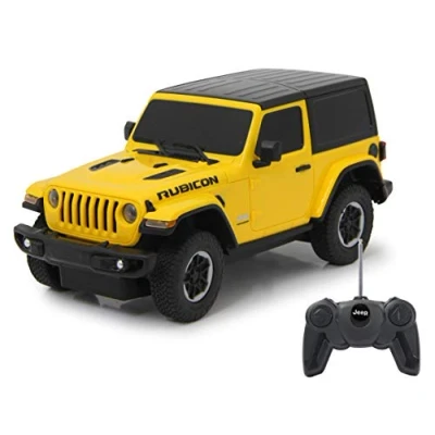 Imagen de JAMARA Jeep Wrangler JL 1:24 2,4 GHz con Licencia Oficial, 1 Hora de Viaje a Aprox. 9 km/h, Detalles Perfectamente recreados, Acabado, Color Amarillo (405194)