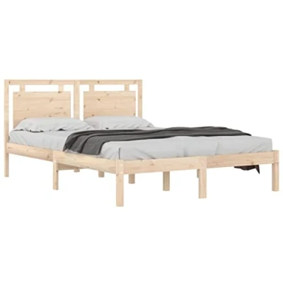 Imagen de vidaXL Estructura de Cama Matrimonial Somier Dormitorio Base Habitación Muebles Mobiliario Hogar Cuarto Descanso Madera Maciza 160x200 cm