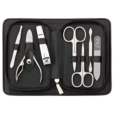 Imagen de Chali® Kit Manicura Pedicura 7 pcs, Set Uñas Acero Inoxidable Lima de Cristal, Tijera para las Uñas, Corta Cuticulas, Cortauñas y contando