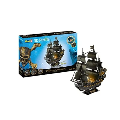 Imagen de Revell 00155 Pirates of Caribbean The Black Pearl XXL 3D Puzzle LED Edition Caribe Rompecabezas, Multicolor