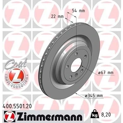 Imagen de ZIMMERMANN COAT Z 400.5501.20 Disco de freno 345 22 6/5 5 112 ventilación interna revestido altamente carbonizado MERCEDES BENZ: GLS, Clase ML, GL