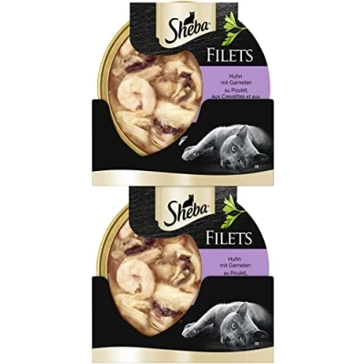 Imagen de Sheba Filetes Comida húmeda para Gatos en la cáscara Pollo con gambas (16 x 60 g), g Unidades)