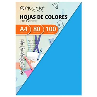 Imagen de Pack 100 Hojas Color Azul Turquesa Tamaño A4 80g