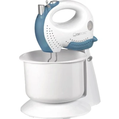 Imagen de Clatronic HMS 3320 Batidora amasadora, Recipiente Giratorio con Capacidad 2.5 litros, 250 W, 2 Plástico, 5 Velocidades, Azul/Blanco